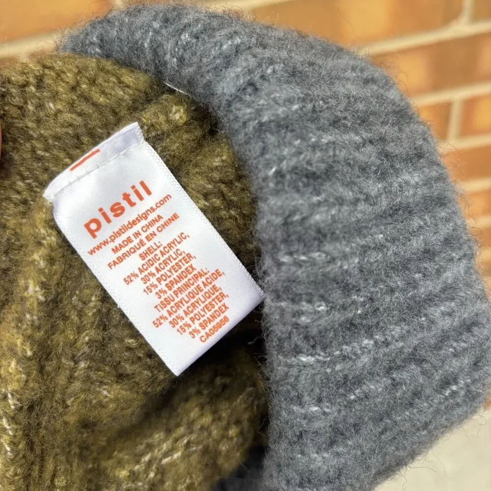 NWT Pistil Womens Comfort Pompom Knit Hat Beanie Ski Cap Green